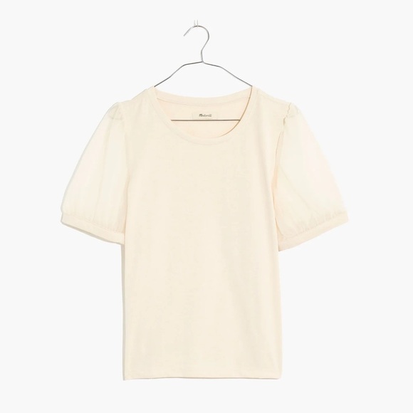 MADEWELL NWOT Sheer Sleeve Knit Top in Bleached Linen - Picture 1 of 9